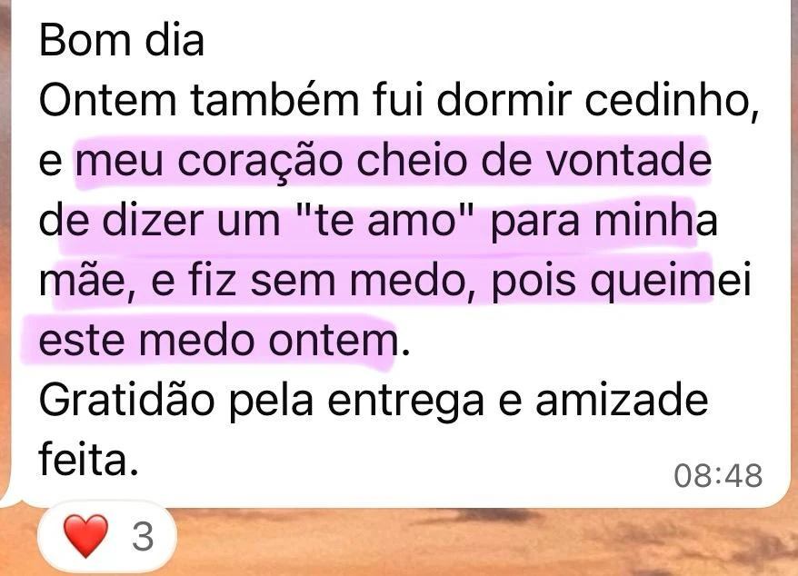 Depoimento escrito de participante de uma edição anterior, relato 4