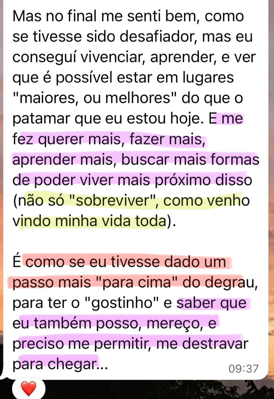 Depoimento escrito de participante de uma edição anterior, relato 6